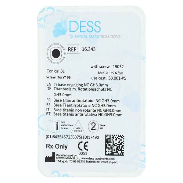 Base Titanium Engaging 3.3 Straumann Bone Level Each - 16.343